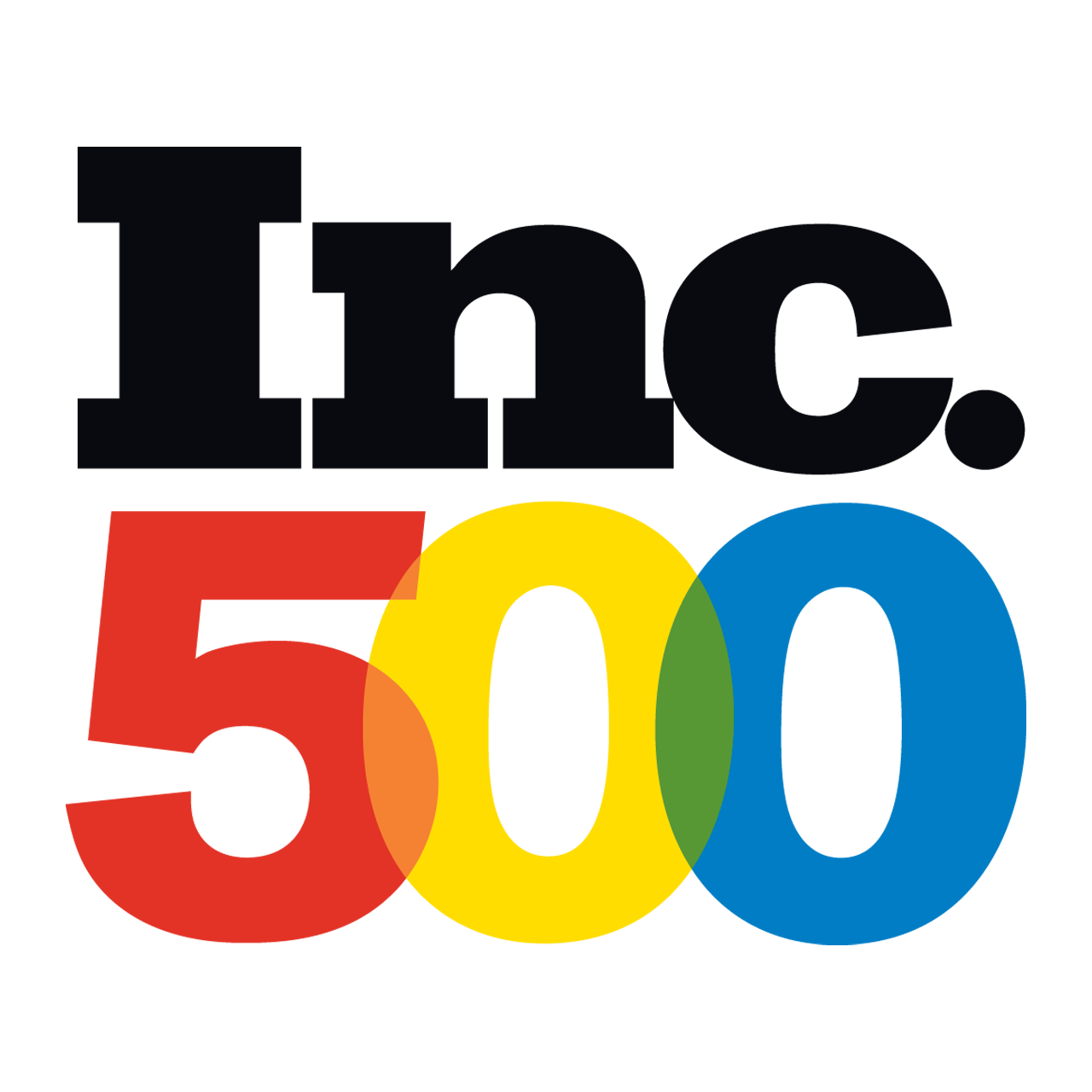Inc. 500 logo with black text and colorful numbers on a white background