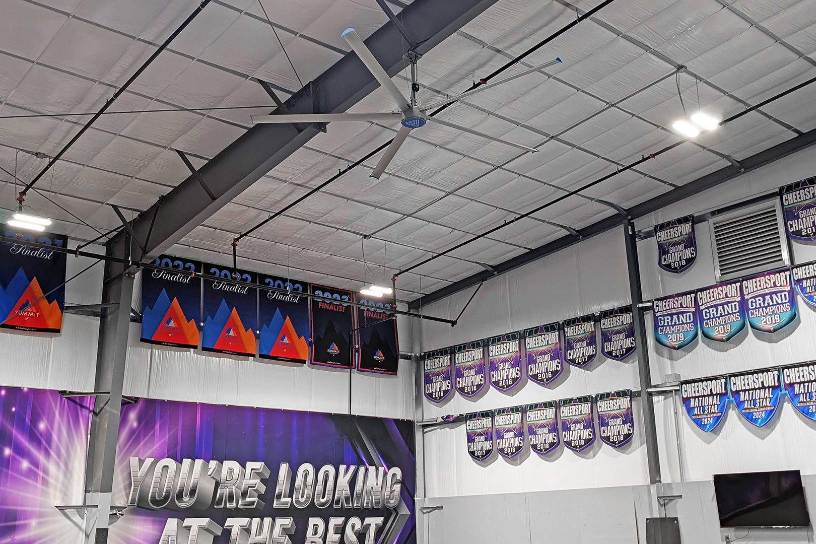 Indoor sports facility with large HVLS ceiling fan - Patterson Fan Co