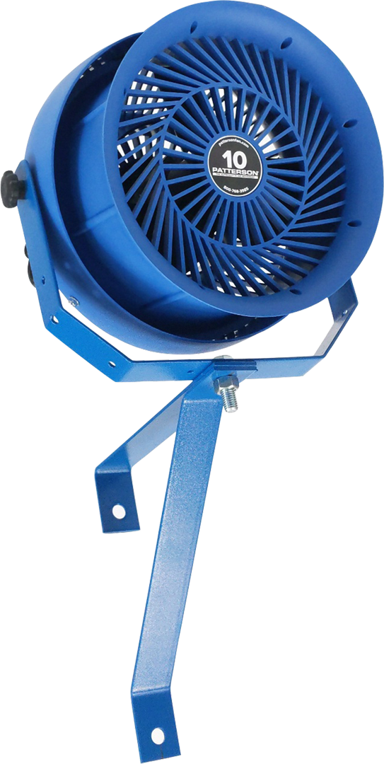 Patterson 10-inch industrial fan with mounting bracket