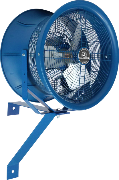 Patterson industrial circulation fan with steel mounting bracket