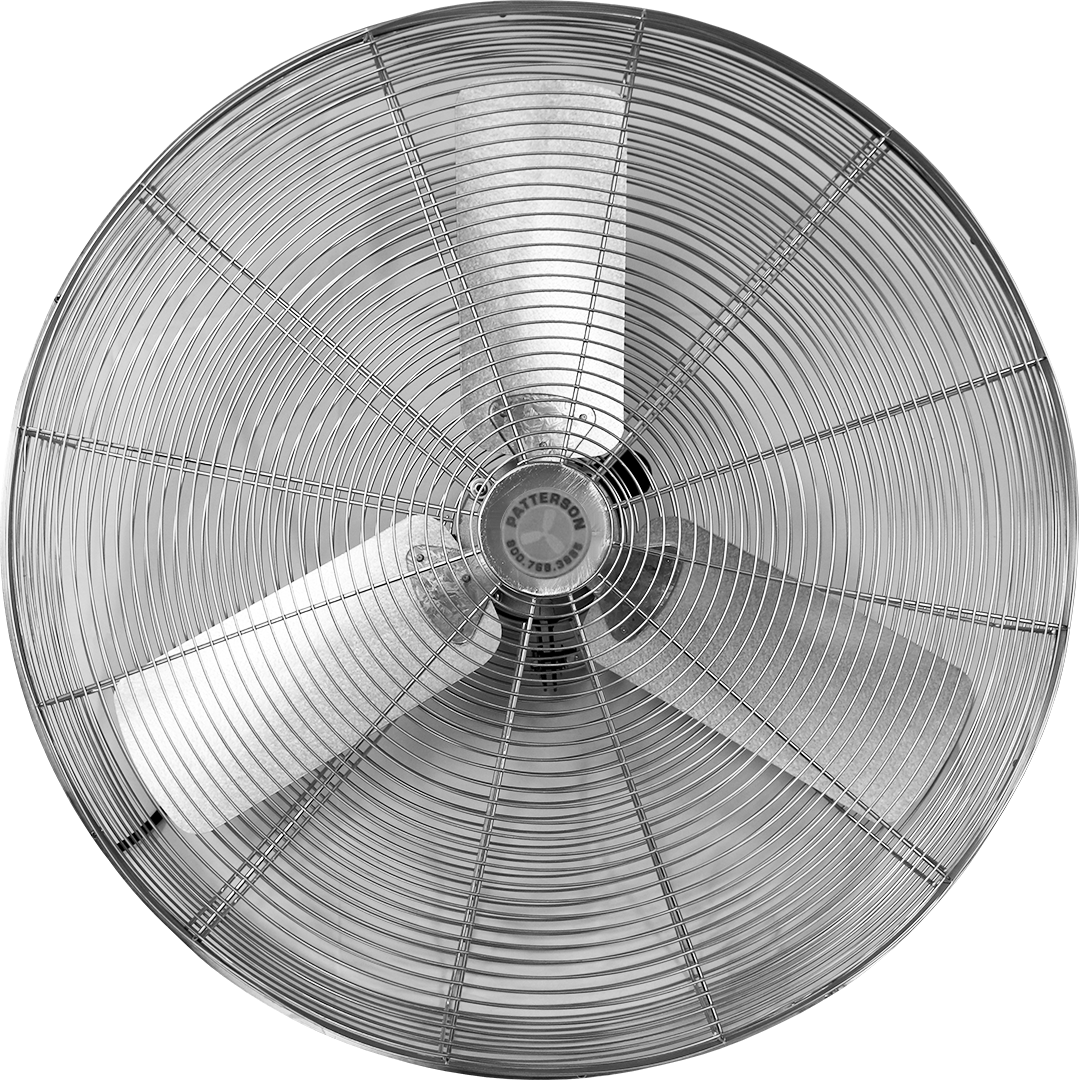 Patterson industrial stainless-steel fan with protective safety grille