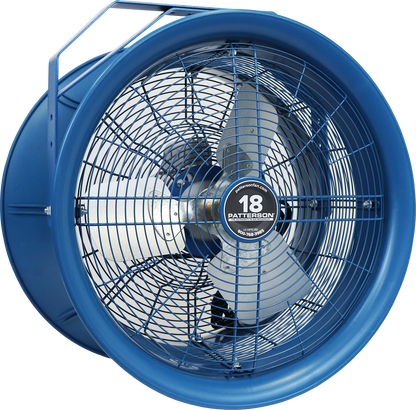 18-inch industrial blue drum fan with heavy-duty frame for high-velocity airflow