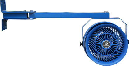 Patterson 10-inch industrial fan with extended wall-mount arm