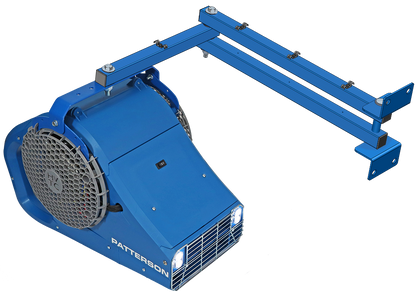 Patterson industrial loading dock fan with adjustable dual-arm mount and LED lights 