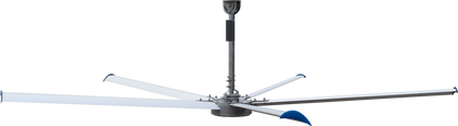 HVLS ceiling fan with downrod mount and aerodynamic aluminum blades