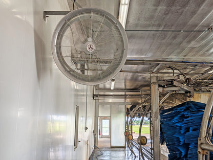 Car wash stainless steel fan for humid environment to withstand harsh elements.